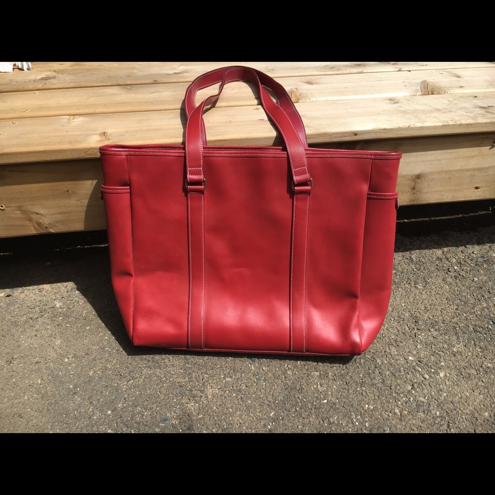 Red leather large bag